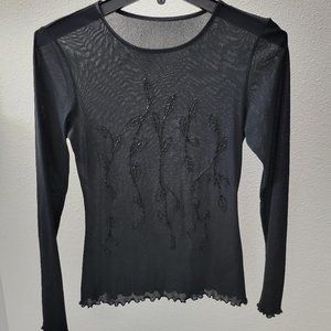 Black beaded see through top